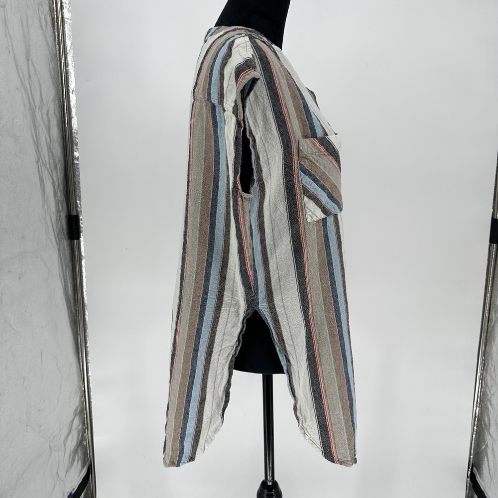 Soft Surroundings Sera Linen Blend Stripe Long Tunic Top Slits Lagenlook L - Picture 7 of 8